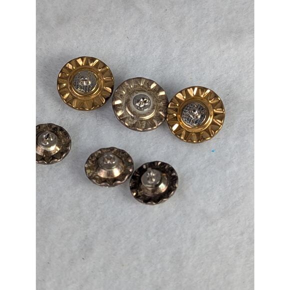 6  70's Vtge Clear Rhinestone Buttons 3 7/8" 3 5/8" EVC Shanks gold trim - Picture 10 of 10